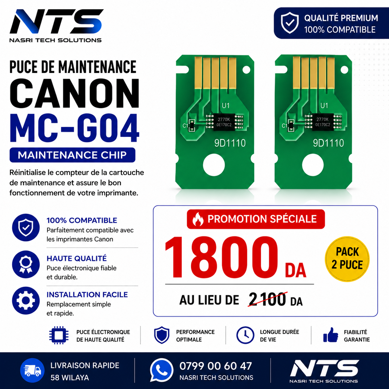 Puce pour CANON MC-G02 MC-G04 T04D1